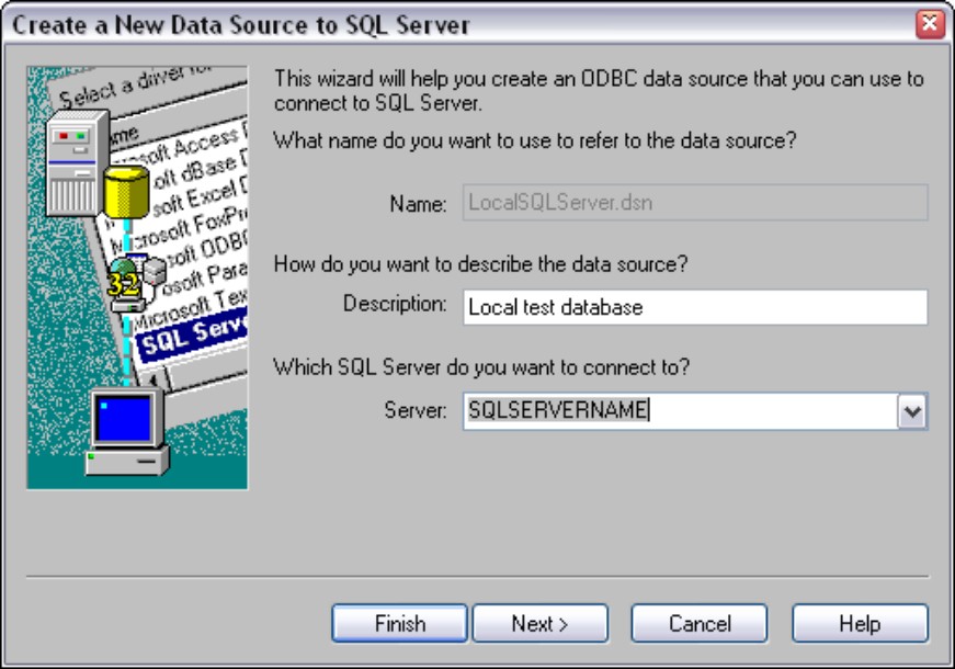 Creating a new data source connection to a SQL Server